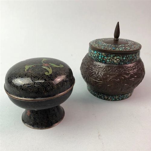 Lot 192 - A CLOISONNÉ JAR AND COVER AND ANOTHER