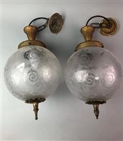 Lot 280 - A PAIR OF CEILING LIGHTS AND A COLLECTION OF BRASSWARE