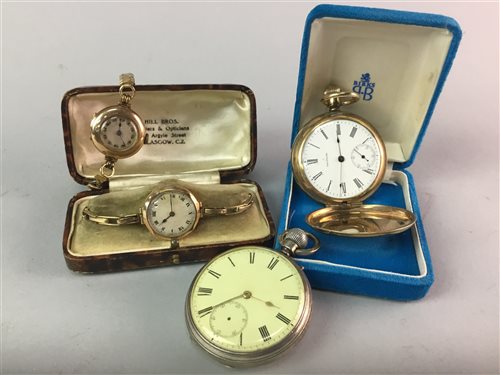 Lot 5 - A LOT OF TWO LADIES WRIST WATCHES AND TWO POCKET WATCHES