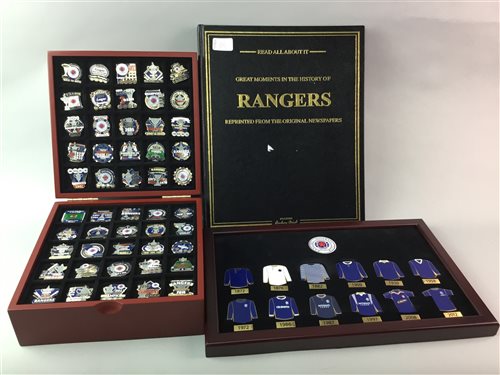 Lot 130 - A LOT OF RANGERS F.C. INTEREST INCLUDING BADGES AND BOOKS