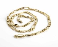 Lot 224 - NINE CARAT GOLD FIGARO CHAIN NECKLACE the...