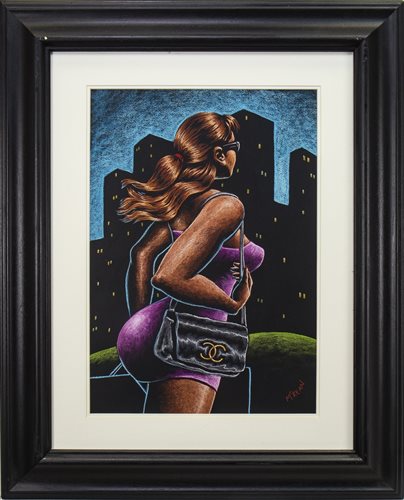 Lot 619 - LATE NIGHT SHOPPER, A PASTEL BY GRAHAM MCKEAN