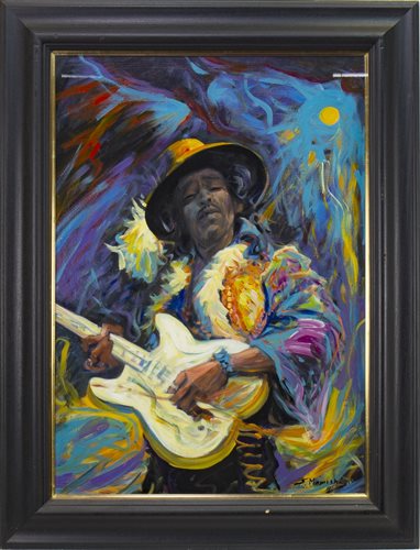 Lot 653 - JIMMY HENDRIX, AN OIL BY SHAHIN MEMISHI