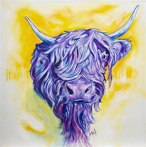 Lot 657 - HIGHLAND COW, AN OIL BY MARCUS HISLOP