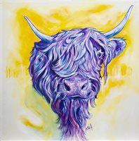 Lot 657 - HIGHLAND COW, AN OIL BY MARCUS HISLOP