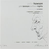 Lot 672 - A SIGNED EXHIBITION CARD FROM THE JOHN LENNON EXHIBITION SERIES, BY PETER HOWSON