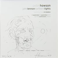 Lot 673 - A CARD FROM THE JOHN LENNON EXHIBITION SERIES, BY PETER HOWSON