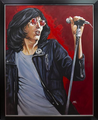 Lot 725 - JOEY RAMONE, AN OIL BY MARCUS RAYNAL HISLOP
