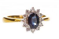 Lot 29 - A BLUE GEM AND DIAMOND RING