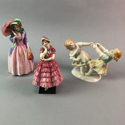 Lot 205 - TWO ROYAL DOULTON FIGURES AND A FIGURE GROUP