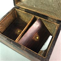 Lot 111 - A TEA CADDY, A CIGAR BOX AND A JOHN DUNCAN & SON BOX