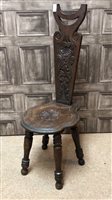 Lot 127 - AN OAK SPINNING CHAIR WITH ANOTHER CHAIR