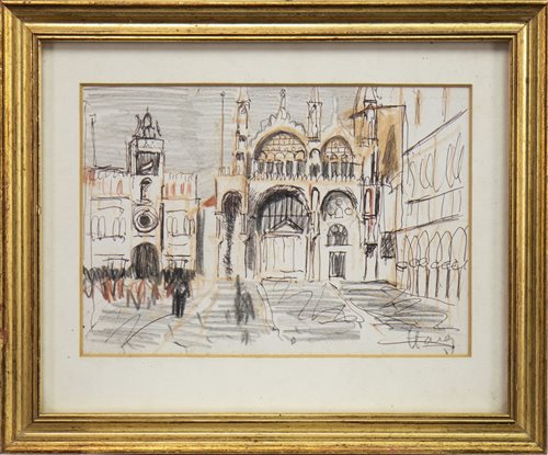 Lot 457 - SAN MARCO FROM PIAZZATTA, II, A WASH DRAWING BY LORD EARL HAGUE