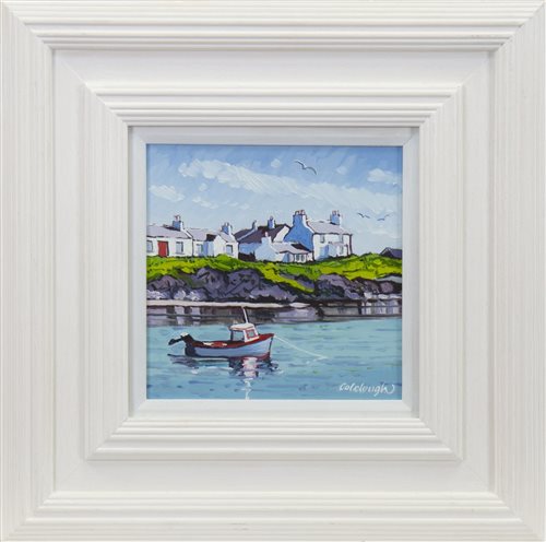 Lot 692 - SUMMER DAY, PORTNAHAVEN, AN OIL BY FRANK COLCLOUGH