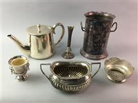 Lot 96 - A SILVER STEMMED VASE AND PLATED WARES