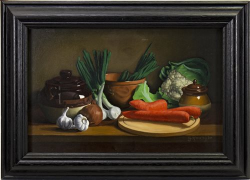 Lot 714 - STILL LIFE WITH VEGETABLES, AN OIL BY GAVIN YOUNG