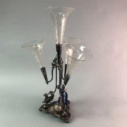 Lot 209 - A VICTORIAN SILVER PLATED FLOWER EPERGNE