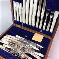 Lot 212 - A SET OF FRUIT KNIVES AND FORKS AND ANOTHER CASED SET