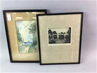 Lot 219 - TWO WATERCOLOURS BY TOM MCNEILL, A PAIR OF PORTRAITS, A WATERCOLOUR AND AN ETCHING
