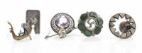 Lot 250 - LOT OF SILVER BROOCHES including two hardstone...