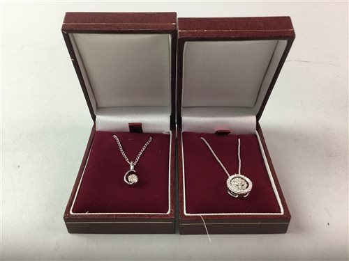 Lot 45 - TWO SILVER AND DIAMOND NECKLACES