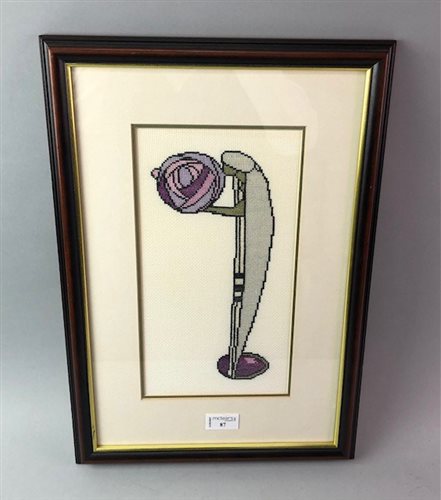 Lot 232 - A MODERN EMBROIDERY DEPICTING THE GLASGOW ROSE