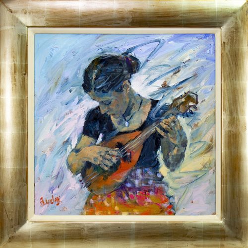 Lot 724 - THE MADRID MANDOLIN, AN OIL BY MURIEL BARCLAY