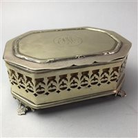 Lot 88 - A SILVER PLATED JEWELLERY BOX AND A COLLECTION OF VESTA CASES