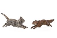 Lot 859 - A LOT OF TWO COLD PAINTED BRONZE FIGURES OF A CAT AND A FOX