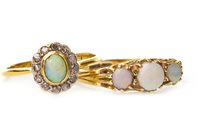 Lot 32 - AN OPAL BAR BROOCH AND TWO RINGS