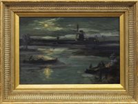 Lot 504 - CONTINENTAL RIVER SCENE, AN OIL BY JAMES KAY