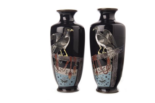 Lot 1051 - A PAIR OF JAPANESE CLOISONNE VASES