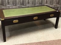Lot 279 - A MAHOGANY BRASS BOUND COFFEE TABLE