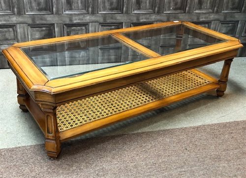 Lot 222 - A GLASS TOPPED OCCASIONAL TABLE