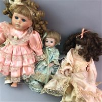 Lot 180 - THE HAMILTON COLLECTION 'CONSTANCE' PORCELAIN DOLL WITH OTHER PORCELAIN DOLLS