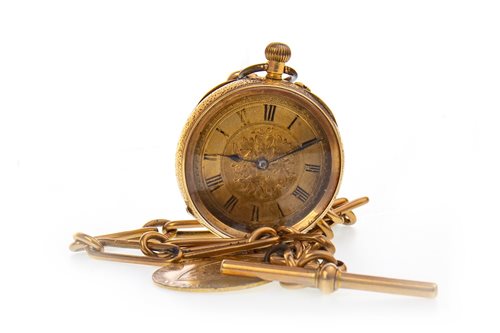 Lot 778 - A LADY'S 19TH CENTURY CONTINENTAL GOLD FOB WATCH