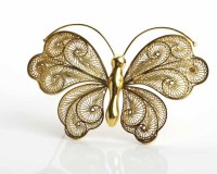 Lot 283 - FILIGREE BUTTERFLY BROOCH 30g