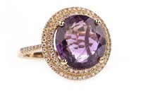 Lot 126 - AN AMETHYST AND DIAMOND RING