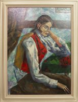 Lot 481 - CONTEMPLATION, A CONTEMPORARY SCHOOL OIL