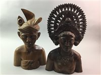 Lot 309 - TWO EASTERN CARVED WOOD BUSTS