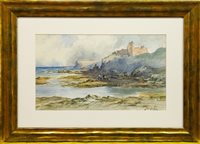 Lot 644 - DUNNURE CASTLE, AYRSHIRE, A WATERCOLOUR BY THOMAS SWIFT HUTTON