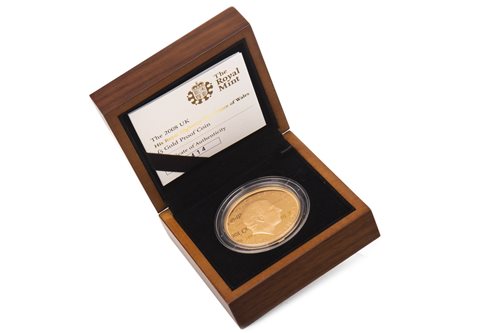 Lot 569 - A THE ROYAL MINT THE 2008 UK HIS ROYAL HIGHNESS THE PRINCE OF WALES £5 GOLD PROOF COIN