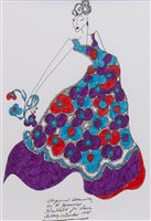 Lot 557 - ORIGINAL ILLUSTRATION OF DESIGNS FOR LAURA ASHLEY, PEN ON CARD BY ROZ JENNINGS