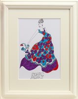 Lot 557 - ORIGINAL ILLUSTRATION OF DESIGNS FOR LAURA ASHLEY, PEN ON CARD BY ROZ JENNINGS