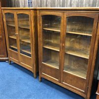 Lot 322 - A PAIR OF OAK DISPLAY CABINETS