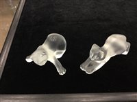 Lot 1224 - A LOT OF FOUR LALIQUE ANIMAL FIGURES WITH DISPLAY STANDS