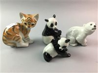 Lot 287 - A LOT OF SEVEN USSR ANIMAL FIGURES AND FOUR PIECES OF ROYAL COPENHAGEN