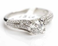 Lot 309 - ORNATE DIAMOND DIAMOND SOLITAIRE RING on...