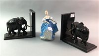 Lot 357 - A ROYAL DOULTON FIGURE OF SUMMER SERENADE ALONG WITH BOOKENDS