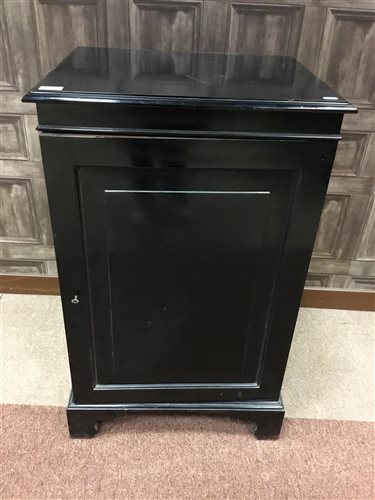 Lot 144 - AN EBONISED RECORD CABINET